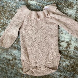 Zara newborn knit onesie dusty pink